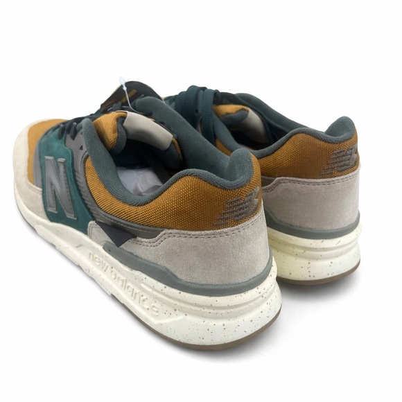 New Balance Men's Teal, Mustard & Cream Suede Mesh Sneakers - Picture 3 of 3